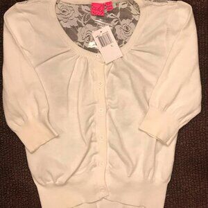 Take Out White Lace Back Sweater Size XL 16